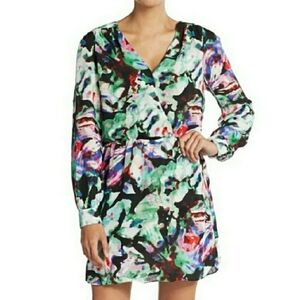 Parker Lila Night Garden Floral Dress Colorful Mini Long Sleeve Size Medium